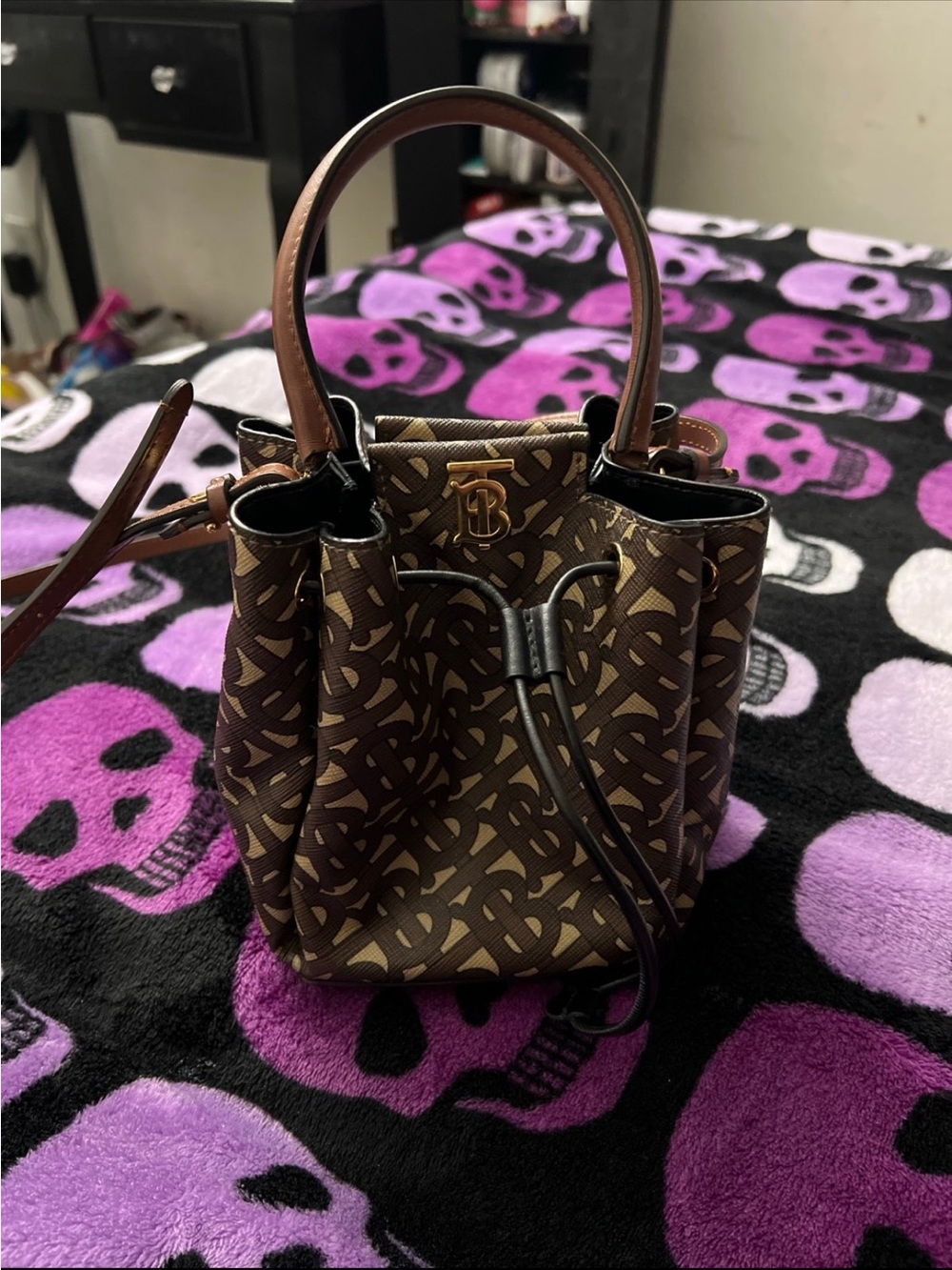 Burberry Jacquard coared canvas mini bucket bag